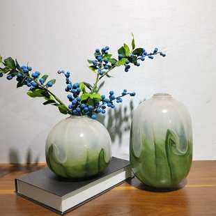 饰 现代轻奢简约水墨画春荷设计花瓶摆件家居样板房客厅桌面插花装