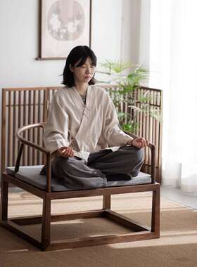 素舍新中式打坐禅修椅北美黑胡桃木圈椅子围主人实榆木盘腿意茶室