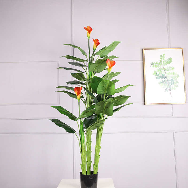 外贸仿真植物马蹄莲 北欧风假绿植装饰 大型盆栽室内盆景摆件批发