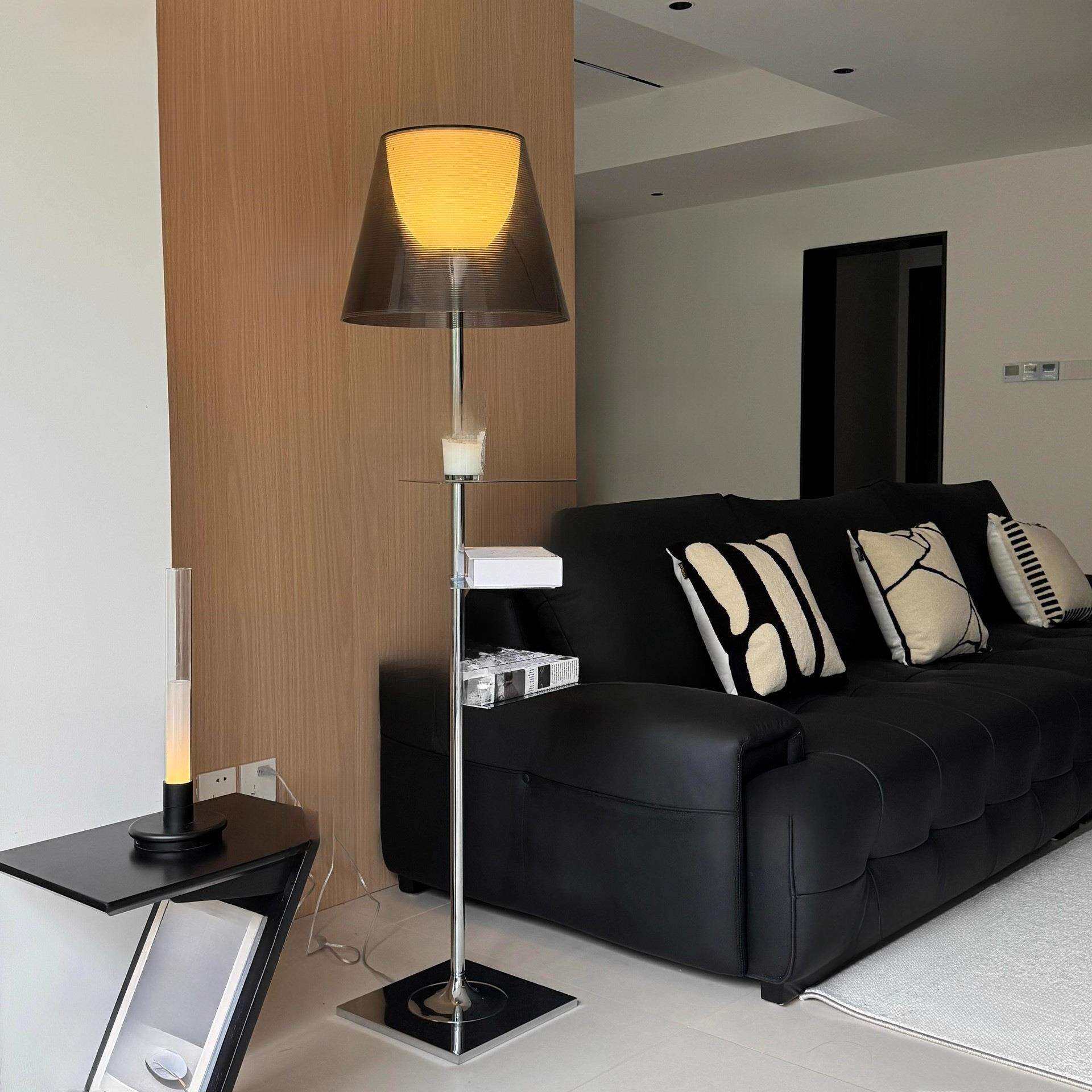 意式极简置物架落地灯设计师创意法式轻奢客厅书房卧室书架立式灯