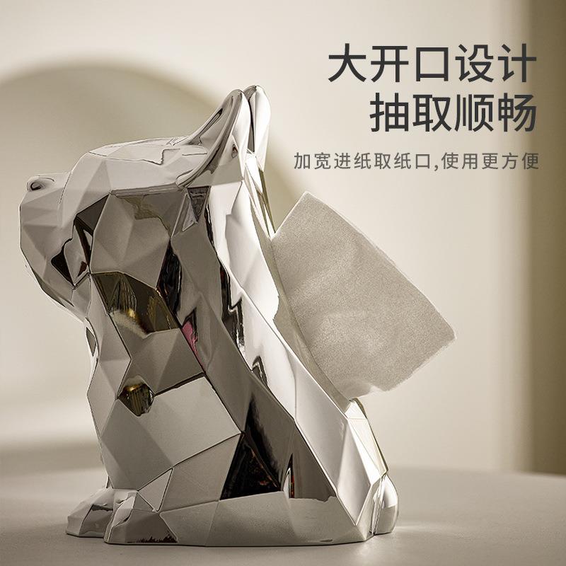 新款直销创意法斗纸巾盒客厅茶几餐巾纸轻奢抽纸盒简约个性设计感