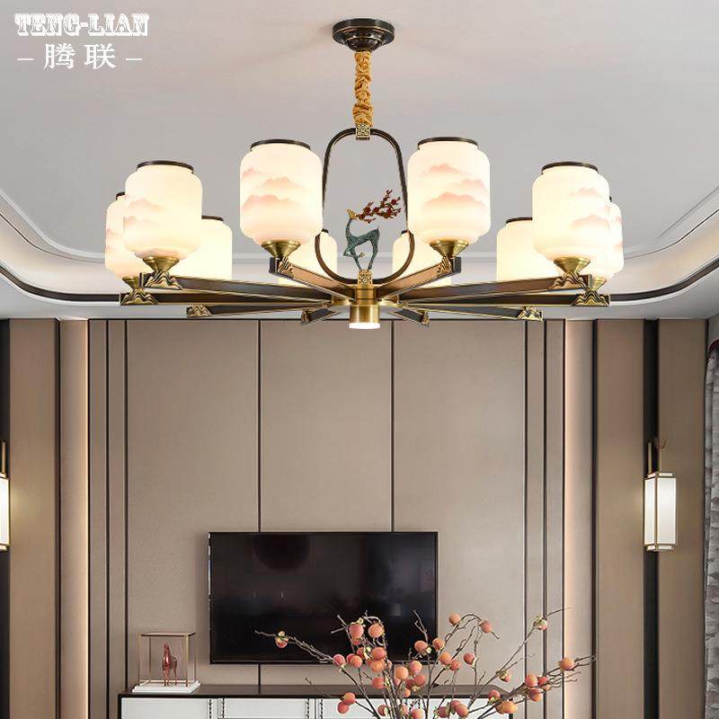 大气式客厅全铜吊灯中复楼大式厅楼梯卧室房间吊灯别墅家用3037吊