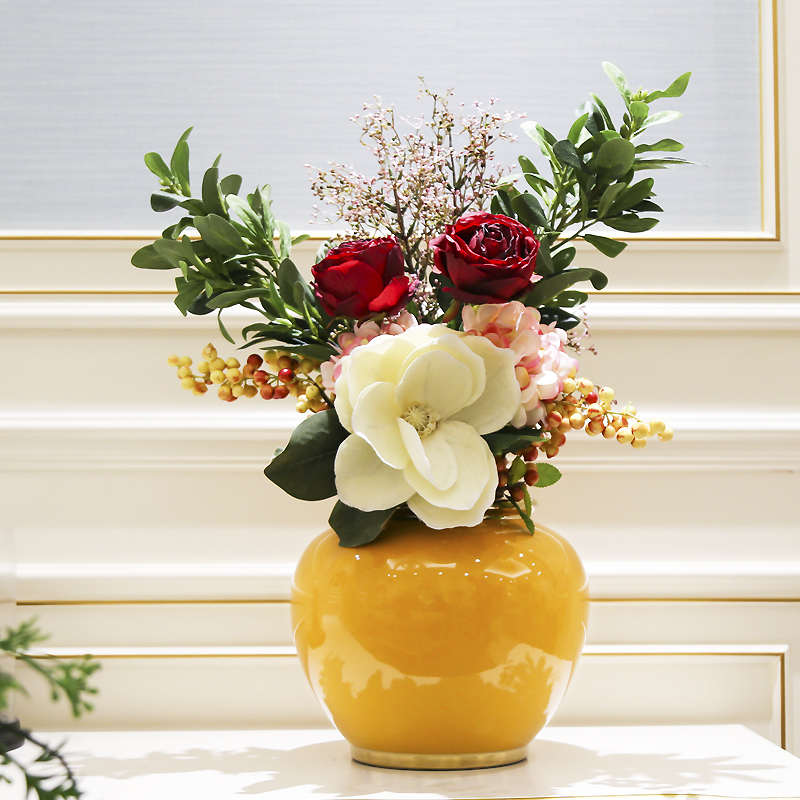 轻奢陶瓷花瓶摆件客厅插花电视柜玄关欧式仿真花景德镇家居装饰品