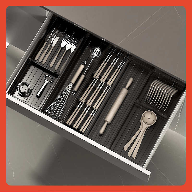 厨房抽屉收纳分隔内置橱柜内碗碟收纳架碗筷盘子收纳盒餐具放碗架