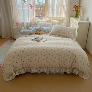 韩系公套主风花上边床2liz四件套少女心水洗棉床单被三四件套206