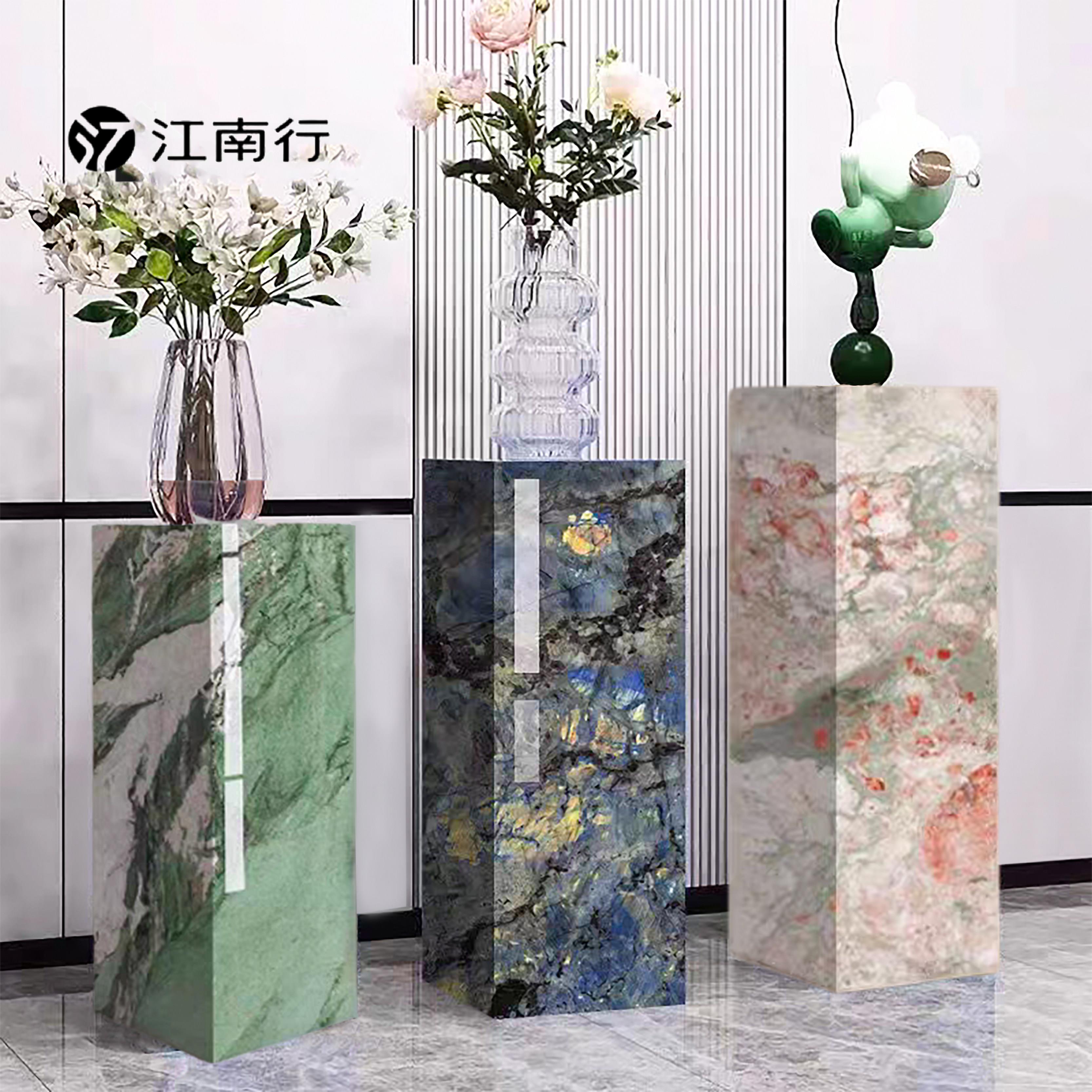 【新品】高端玄关装饰摆台大理石底座岩板柱子客厅创意摆件底座
