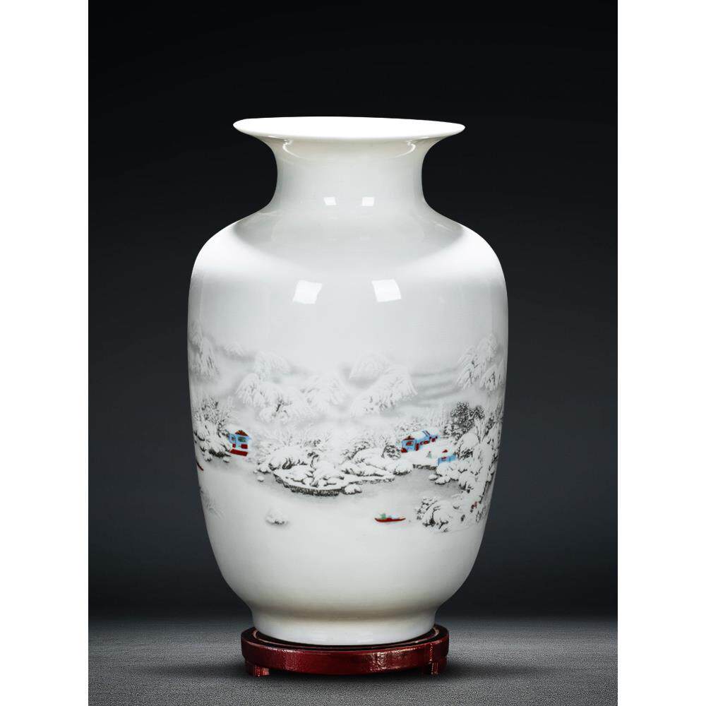 景德镇陶瓷器小花瓶家居客厅插花新中式摆件青花瓷干花装饰品工艺