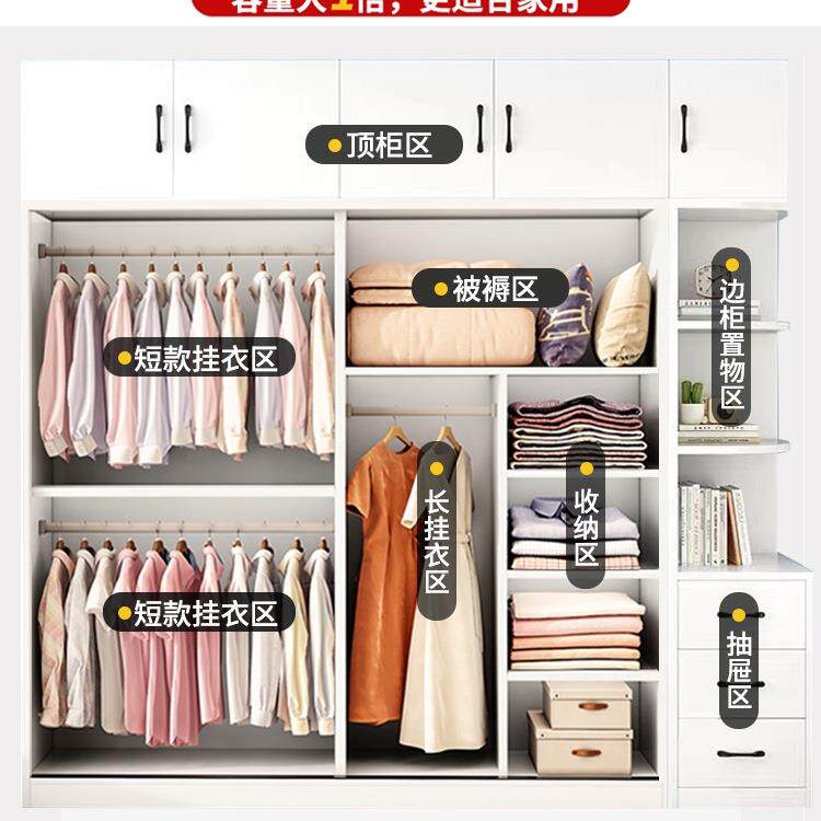 衣柜家用卧室实木生态板推拉门衣橱现代简约储物收纳定制儿童柜