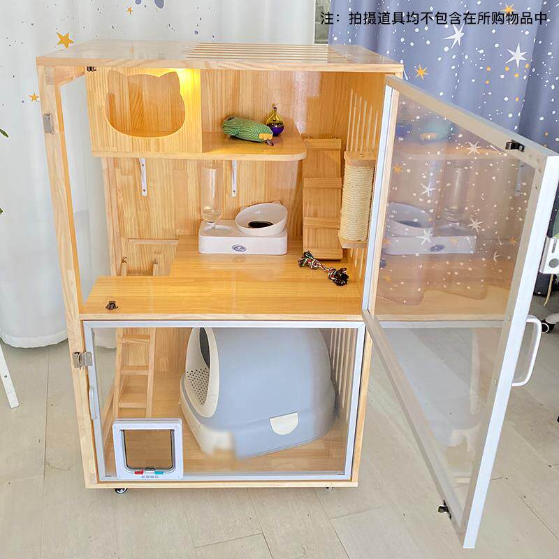 正品猫别墅猫猫笼实木公寓家庭小猫笼柜成年华猫豪宠定制日本物屋