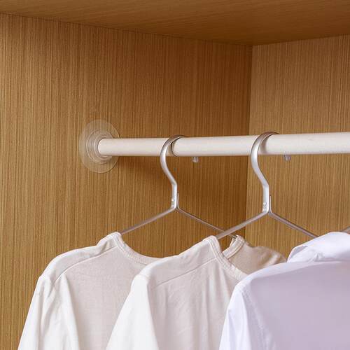 No-drill rod support for wardrobe rods, curtain rod hooks, e
