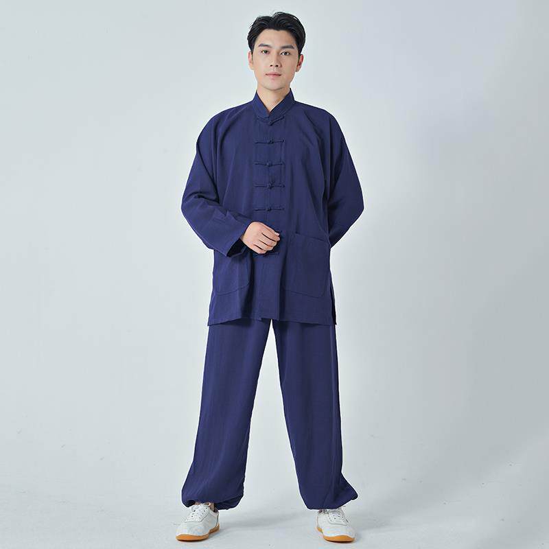 新款太极服棉0麻224款秋季新男女太极拳服段锦中国风武术练八功服
