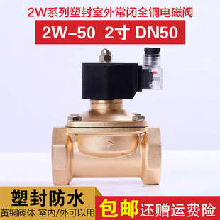 2寸 室外 电磁阀 灌溉喷淋 常闭 防水220V24V 水阀铜阀DN50