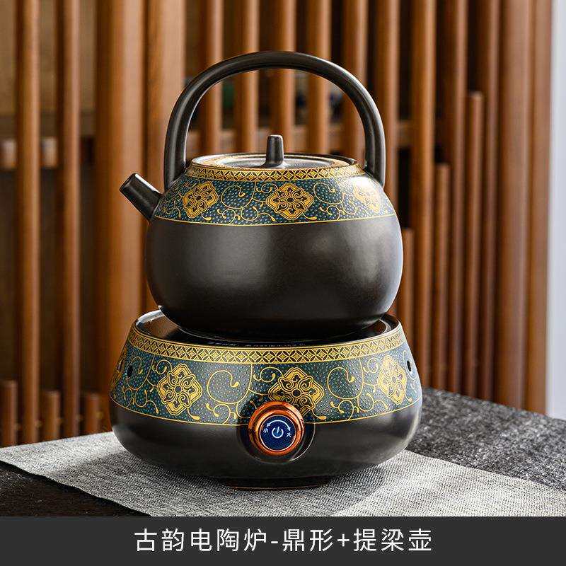 古韵黑亚光电陶炉煮茶壶提梁壶泡茶壶玻璃大容量家用办公室煮茶炉