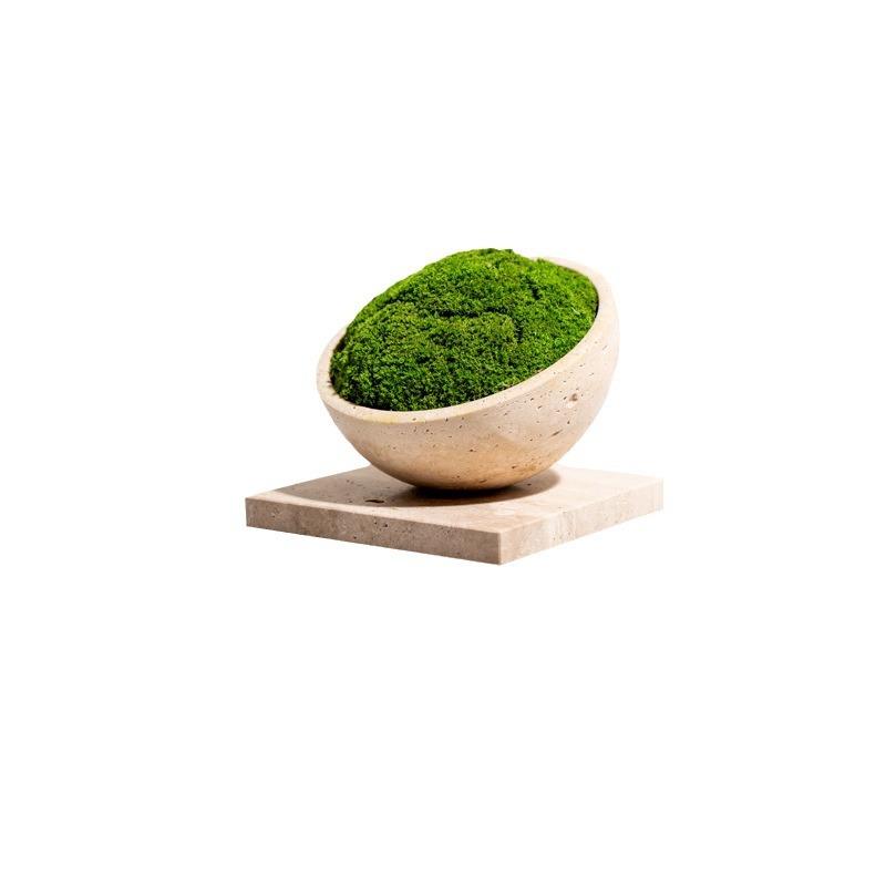 大理石洞石花器仿真绿植盆景样板房售楼处洽谈桌软装花艺软装摆件