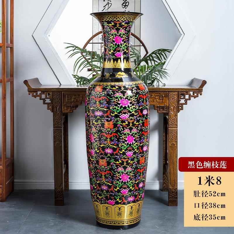 高档特景德镇陶瓷中国红色落地厅大花瓶客器装饰高摆件大号大开业