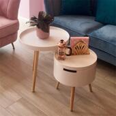 创意茶几北欧小户型阳台边几储物小桌子卧室客厅简约现代小圆桌