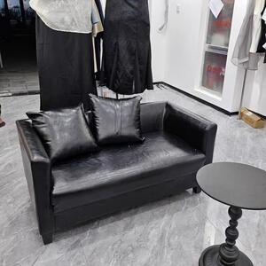 小型服装店沙发黑色1.2米双人女男装店铺中岛沙发休闲区接待沙发