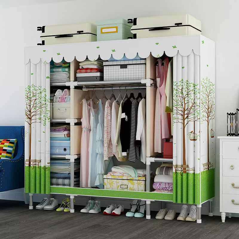 钢管加粗固厚单双人简易衣柜家用卧室衣柜出租房用储物,住宅家具,简易衣柜,淘宝优惠券,粉丝福利购,淘宝优惠卷