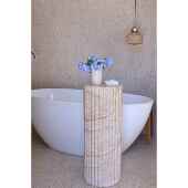 西无索设计覆古大理石图案边桌高罗马柱底座展示柱客厅雕塑饰品