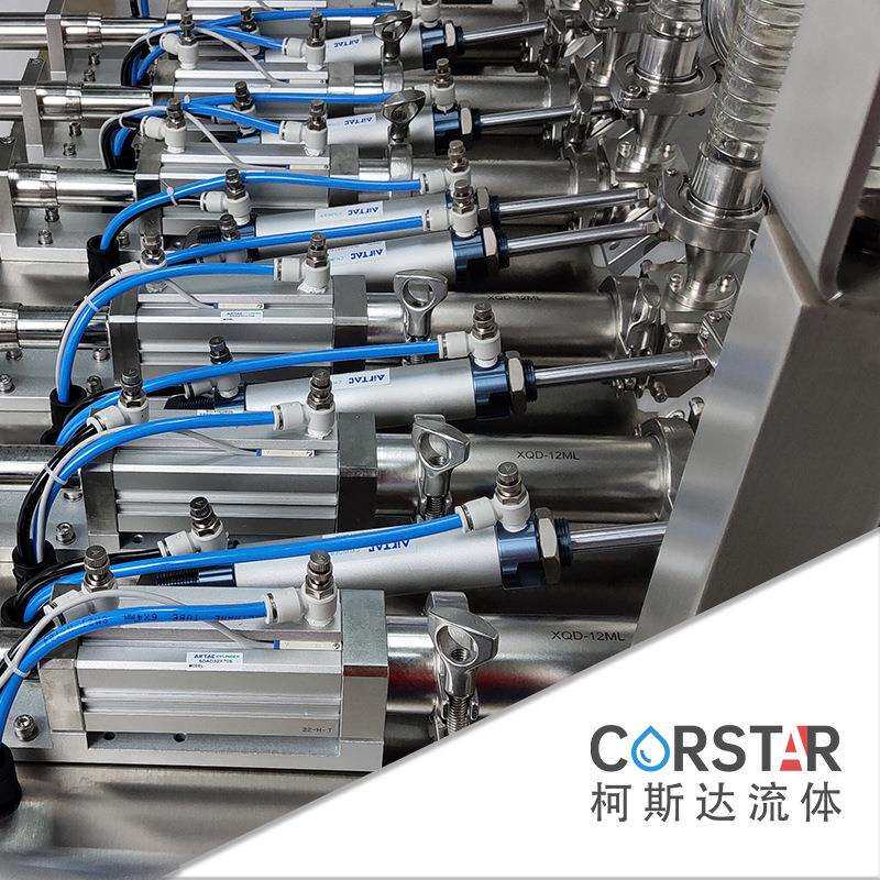 柯斯达多通道气动陶瓷泵灌装系统，可搭配多列机，给袋机，泡罩机