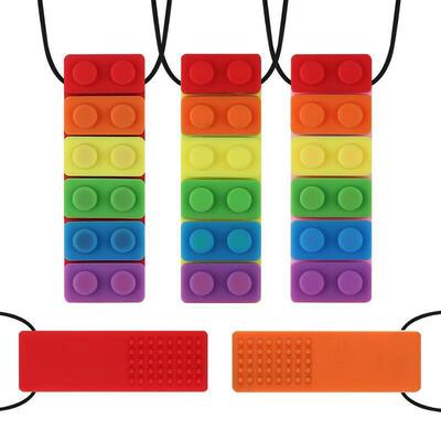 跨境儿童啃咬玩具一字彩虹积木咀嚼棒宝宝磨牙棒咬胶硅胶婴儿牙胶