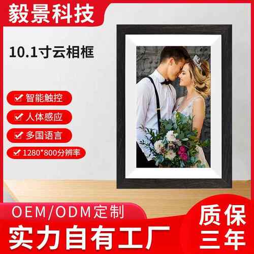 10.1寸木框云相框 Frameo棕色拉丝款云相册 WiFi视频图片播放器
