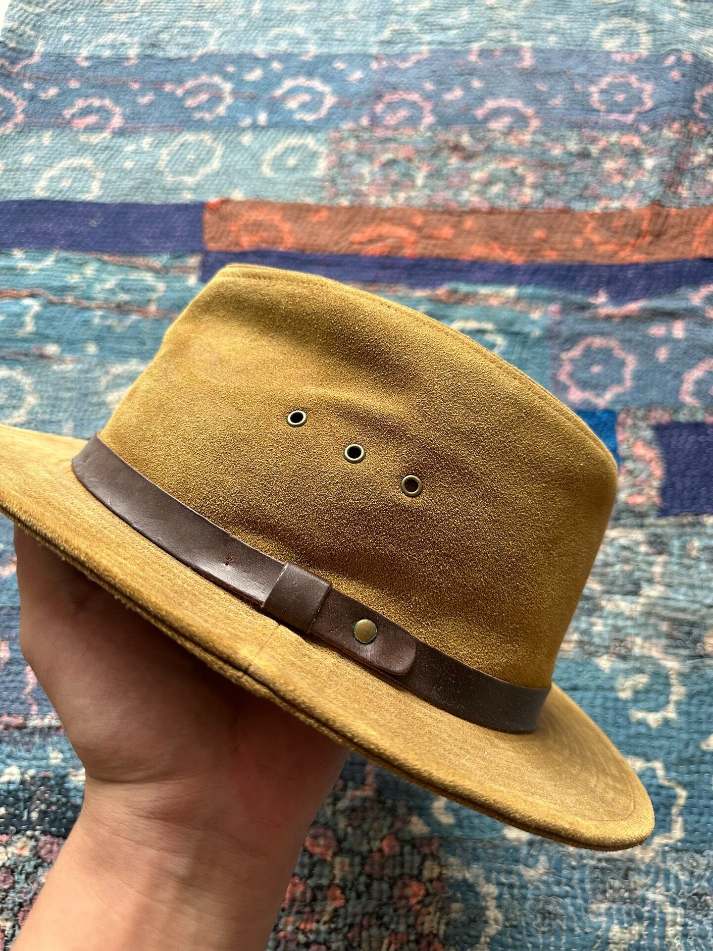 RRL Brown Leather Formal Hat — label