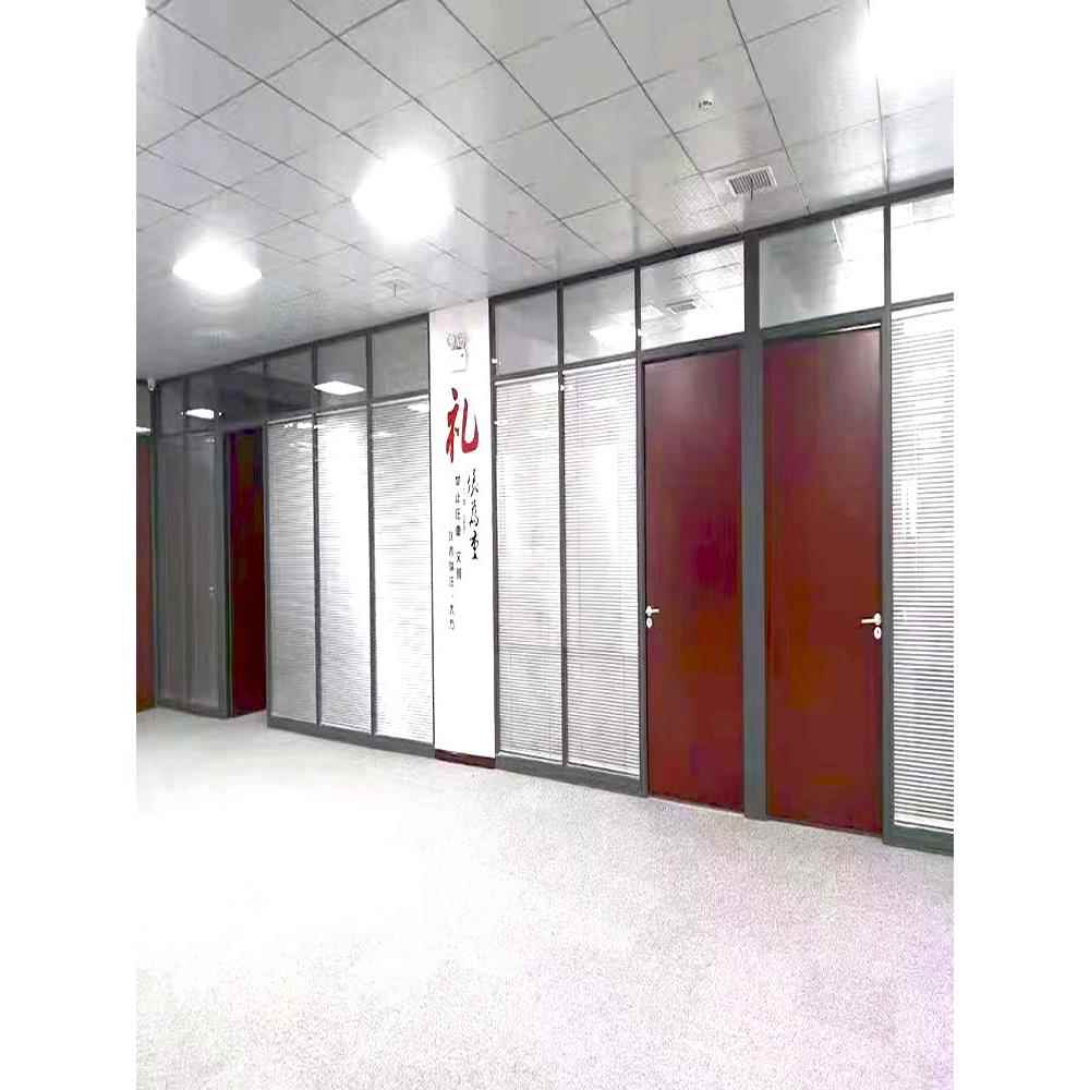长沙办公室玻璃隔断墙钢化双玻内置百叶单玻磨砂铝合金定制隔断墙