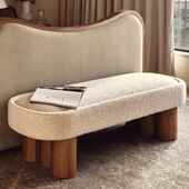 凳 沙发凳家用玄关布艺换鞋 法式 复古床尾凳卧室软包实木长条凳美式