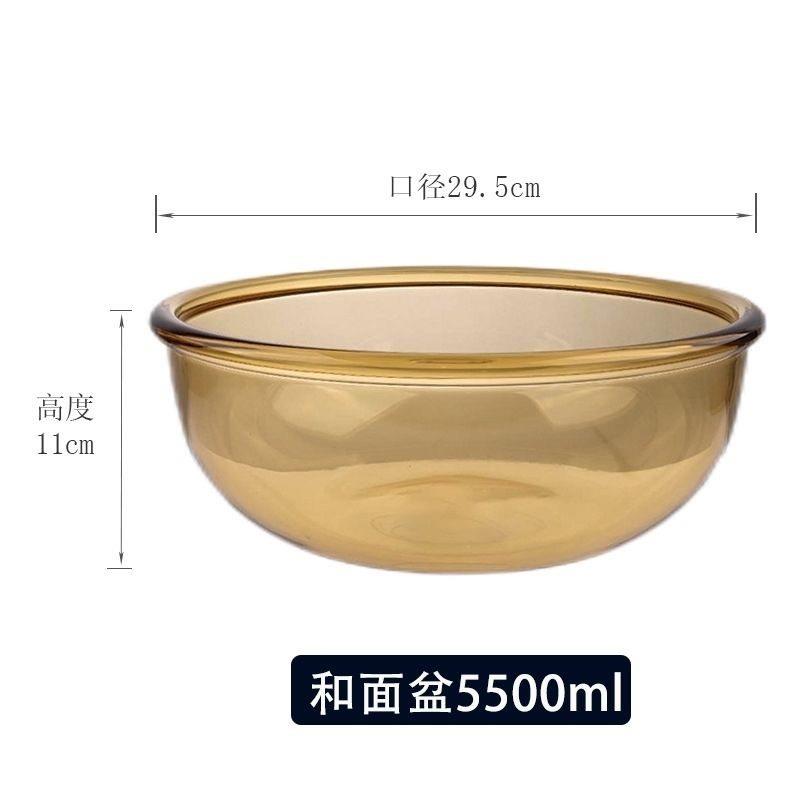 玻璃碗盘韩式茶色饭碗双耳沙拉碗麦片泡面碗家用耐热防烫餐具套装