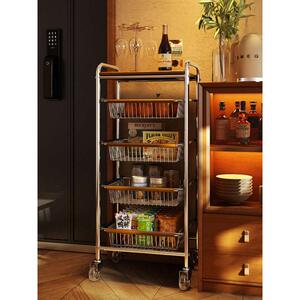 中古风收纳小推车桌下置物架可移动客厅零食车边几茶几收纳架子