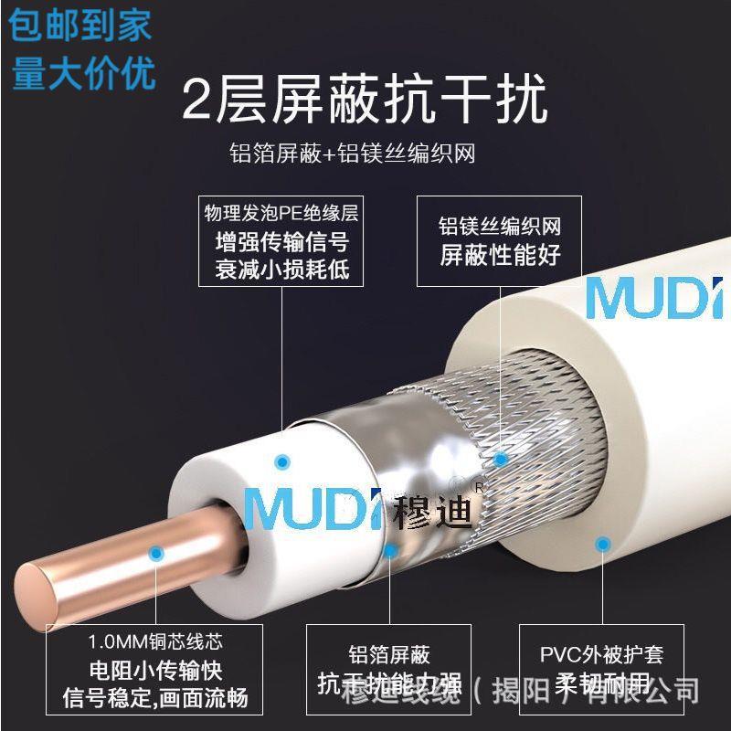 有线电视线闭路线75-5四屏蔽160网机顶盒卫星电视线100米阻燃