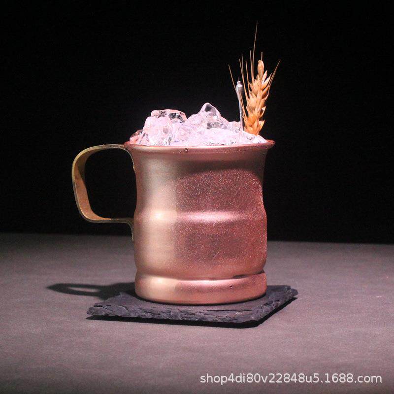 金属鸡尾酒杯纯铜材质莫斯科骡子杯带把手调酒杯火焰杯铜杯驴子杯