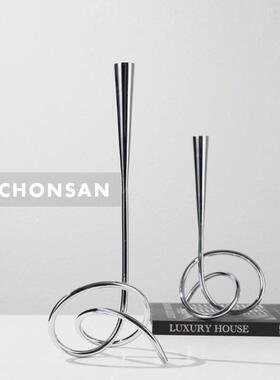 简约现代轻奢高档样样品屋展示中心蜡烛台摆件样板间茶几客厅餐桌