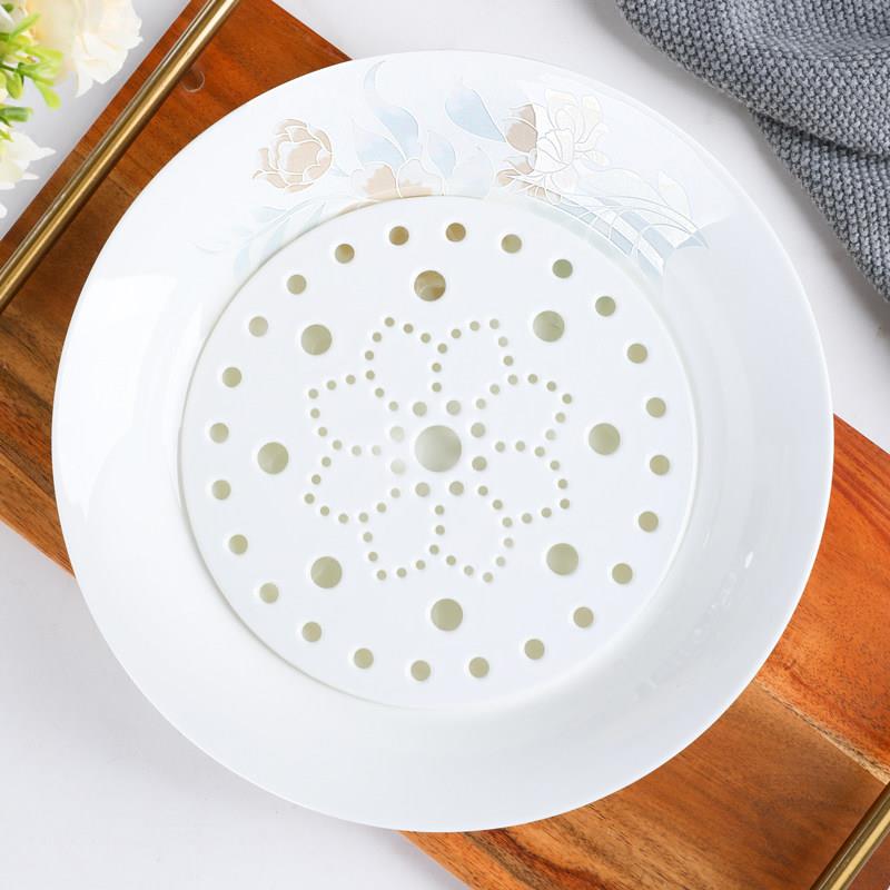 轻奢骨瓷水饺盘碟子家用双层沥水盘餐具陶瓷水饺盘子圆形水果盘