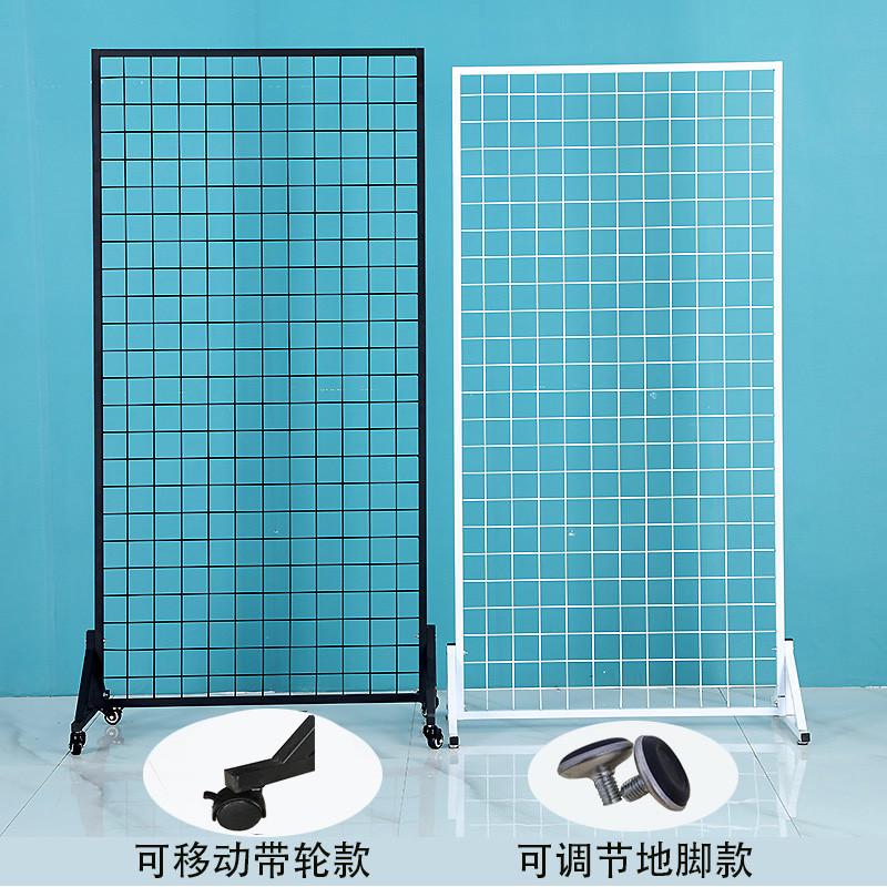 网格铁艺展示架幼儿园饰品画展置物架收纳移动折叠铁丝网落地架子