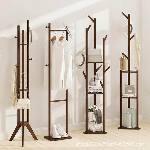 Coat rack floor bedroom simple solid wood modern hangers
