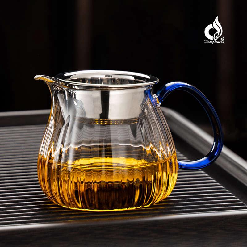 杯茶器杯漏公條紋玻璃分加厚創(chuàng)套裝功夫茶茶典茶具海耐熱高檔公道