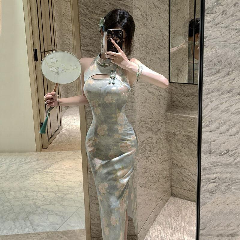 中国风改良性感新中式旗袍连衣裙女气质生日晚礼服包臀长裙