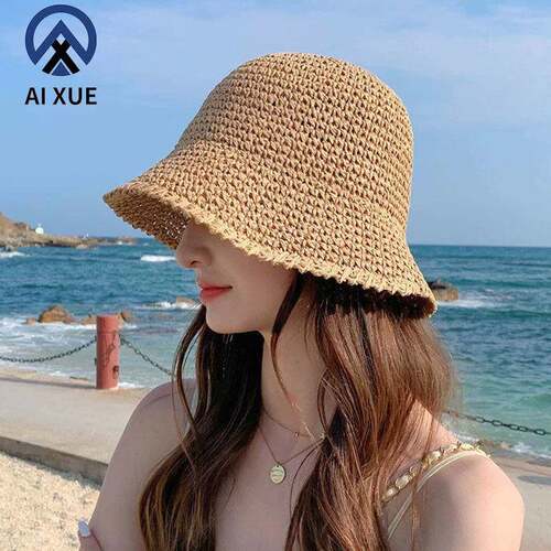 Summer Beach Straw Sun Hat Womens Handmade Lightweight