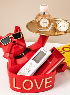 法斗犬摆玄收关进柜放钥匙纳托盘客厅门家EKD4241居件吧台装饰品