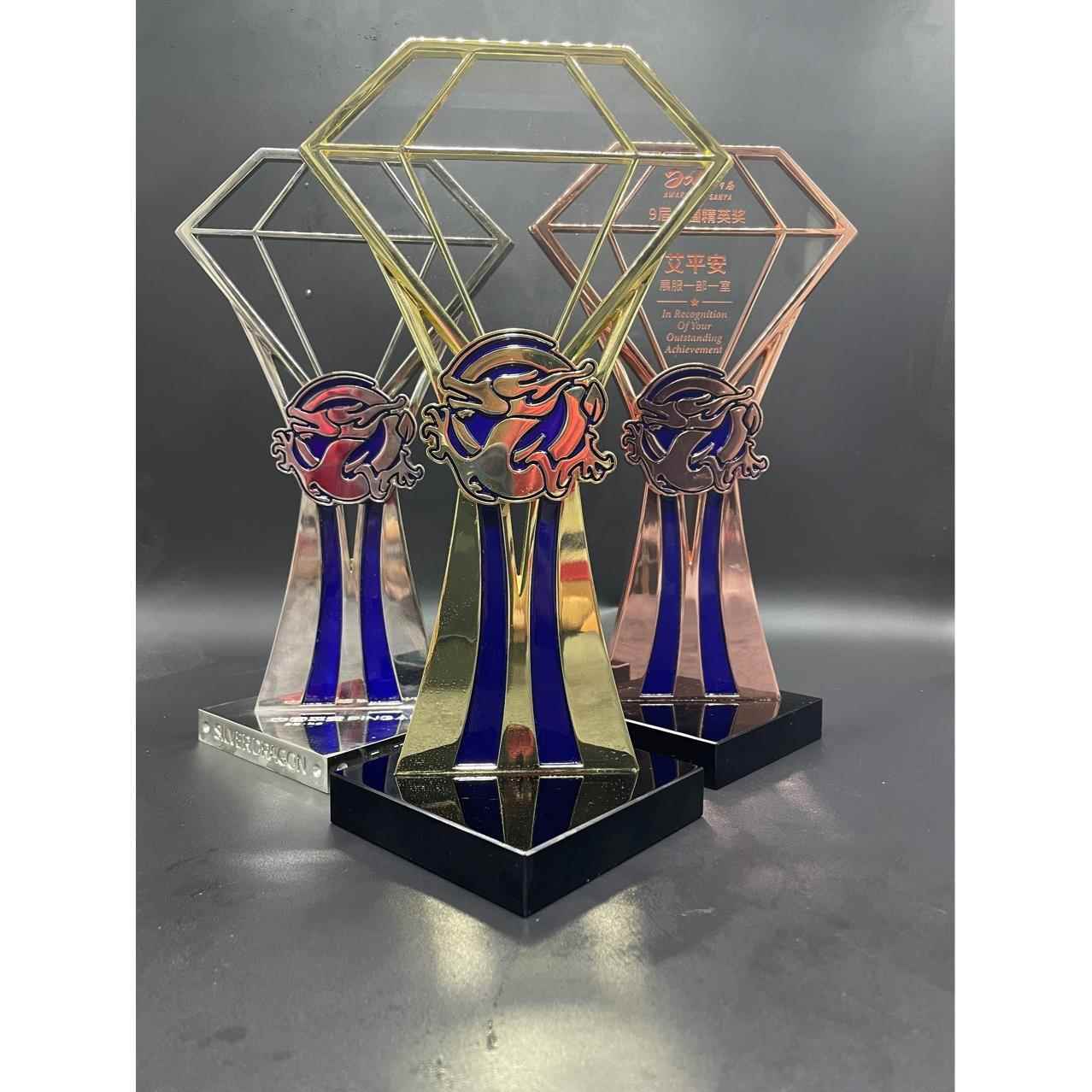 保险银行企业集团金属钻石奖杯 金属奖杯合金