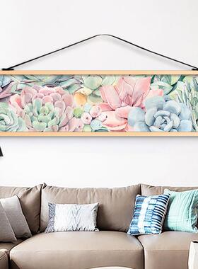 正品卧室床墙头装画卧背景布艺挂画主北欧ins风清新绿植横款饰长