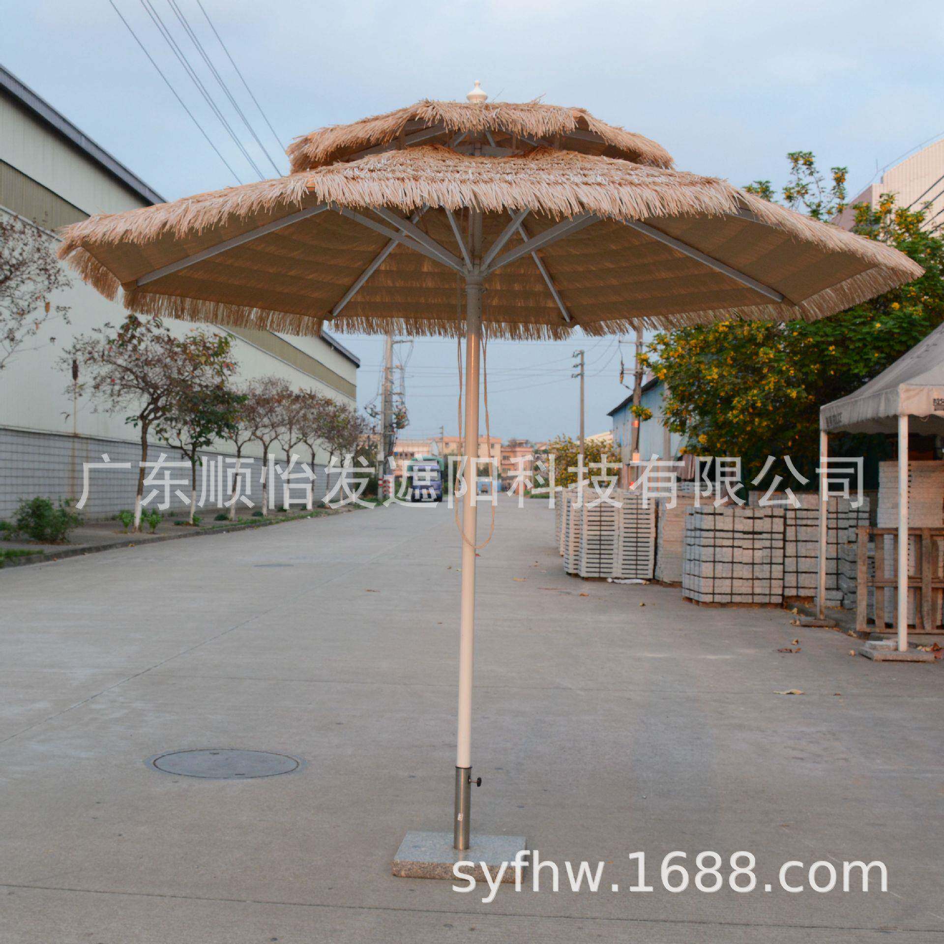 现货民宿遮阳伞庭院海滩休闲遮阳伞别墅户外仿真茅草伞酒店景观伞