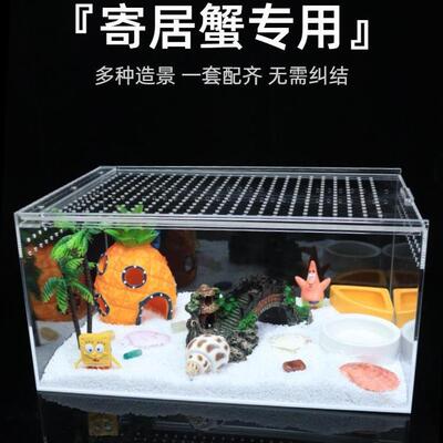 寄居蟹饲养箱套装套餐亚克力饲养盒沙蟹饲养缸造景全套生态缸箱