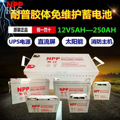 NPP耐普蓄电池NPG12V24AH 38 65 100 150 200 250AH备用储能电池