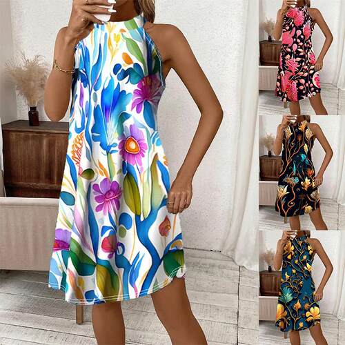 Women's vest printed plus size dress