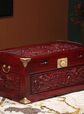香樟画木箱子婚嫁箱仿古子箱嫁妆箱结婚F9599MM8收纳箱陪嫁衣储物