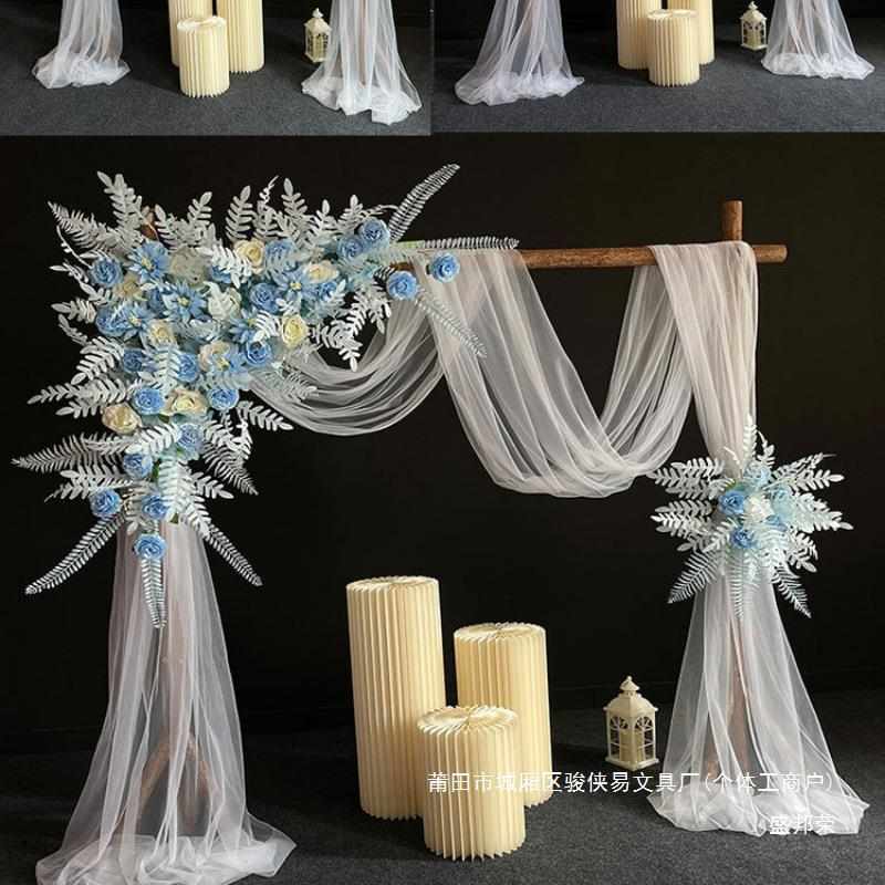 木头背景森系木桩门拱门布置树桩架子花门草坪婚庆摆件户外婚礼