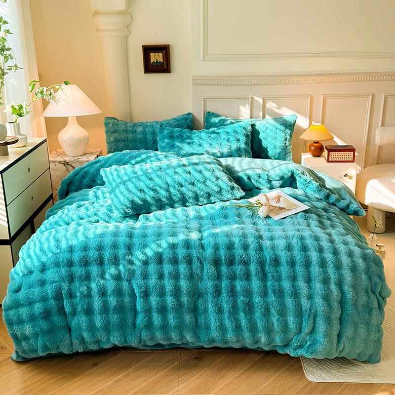 正品冬季毛绒绒的被套爱貂绒马橙橘色牛水奶绒加厚珊瑚公主风绒四